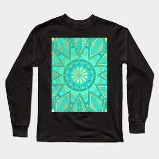 Green star mandala gold Long Sleeve T-Shirt